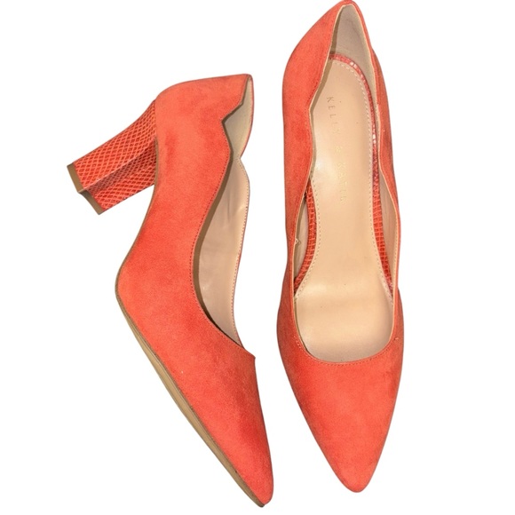New Kelly & Katie Coral/Trop Orange Microsuede Heels Markle Pump size 9.5 - Picture 1 of 6